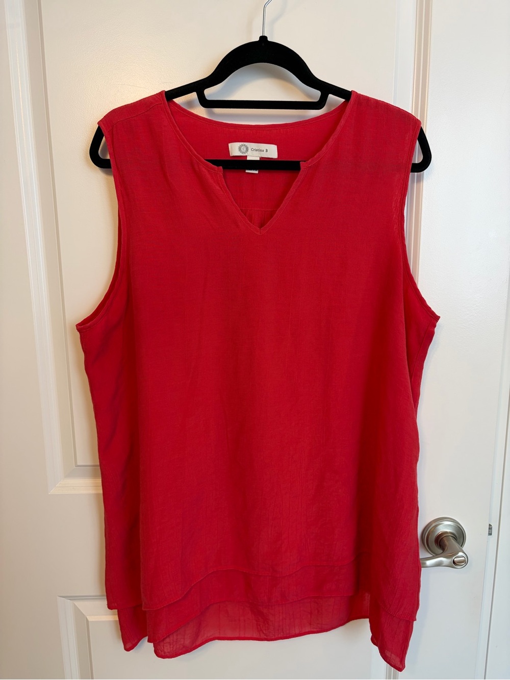 Womens pink Sleeveless V-Neck Layered Tank